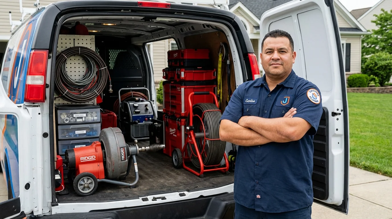 Professional drain cleaning equipment and Johns Plumbing LLC plumber in Hemet