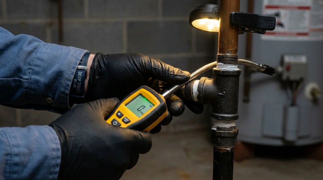 Gas leak detection with electronic sniffer by Johns Plumbing LLC in Hemet